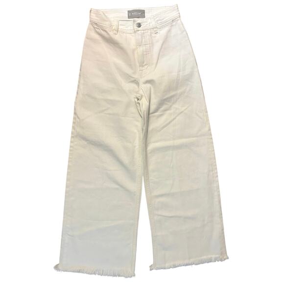 NWOT Everlane The Mariner Wide Leg Cropped Jean In Frayed Hem Bone Size 23 - Picture 5 of 10